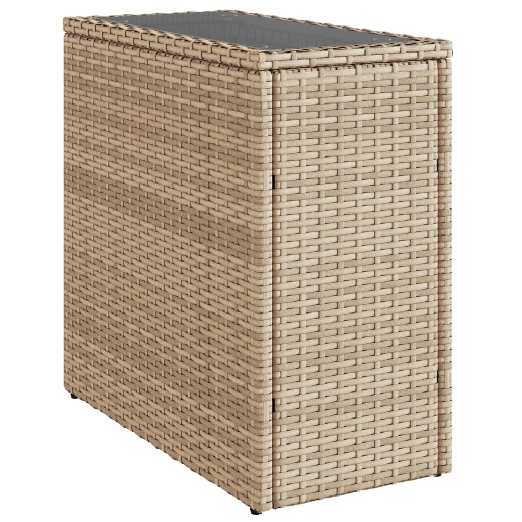 8721012334564_a_en_hd_1 vidaXL Garden Side Table with Glass Top Beige 58x27.5x55 cm Poly Rattan - Image 2