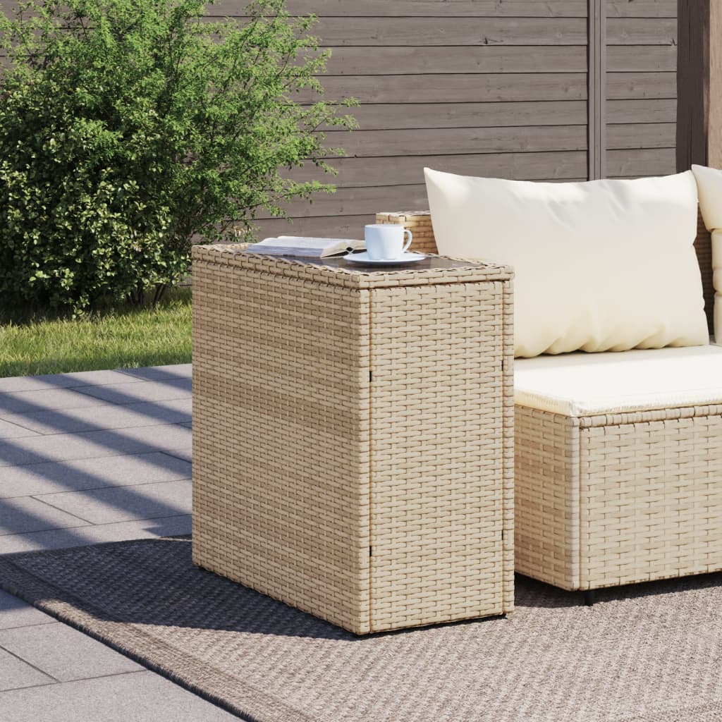 8721012334564_g_en_hd_1 vidaXL Garden Side Table with Glass Top Beige 58x27.5x55 cm Poly Rattan - Image 3