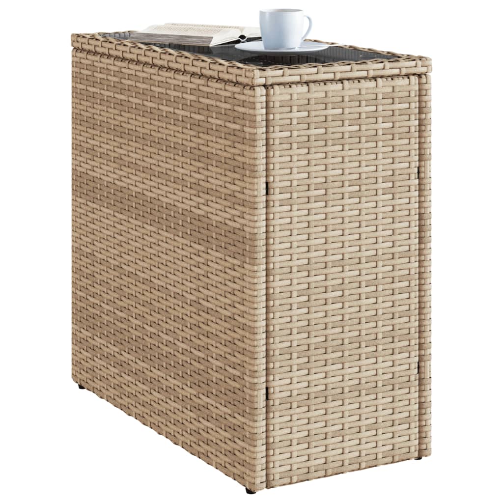 8721012334564_g_en_hd_2 vidaXL Garden Side Table with Glass Top Beige 58x27.5x55 cm Poly Rattan - Image 4