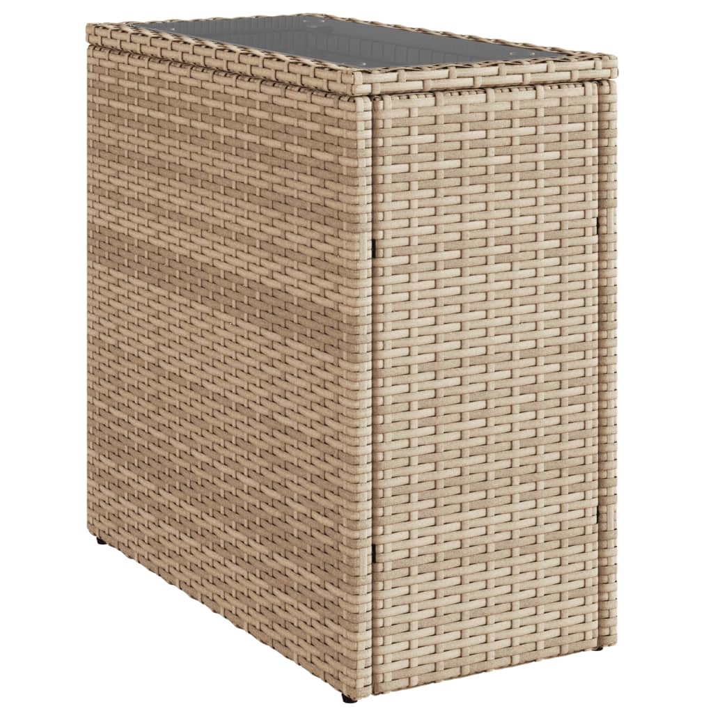 8721012334564_g_en_hd_5 vidaXL Garden Side Table with Glass Top Beige 58x27.5x55 cm Poly Rattan - Image 7