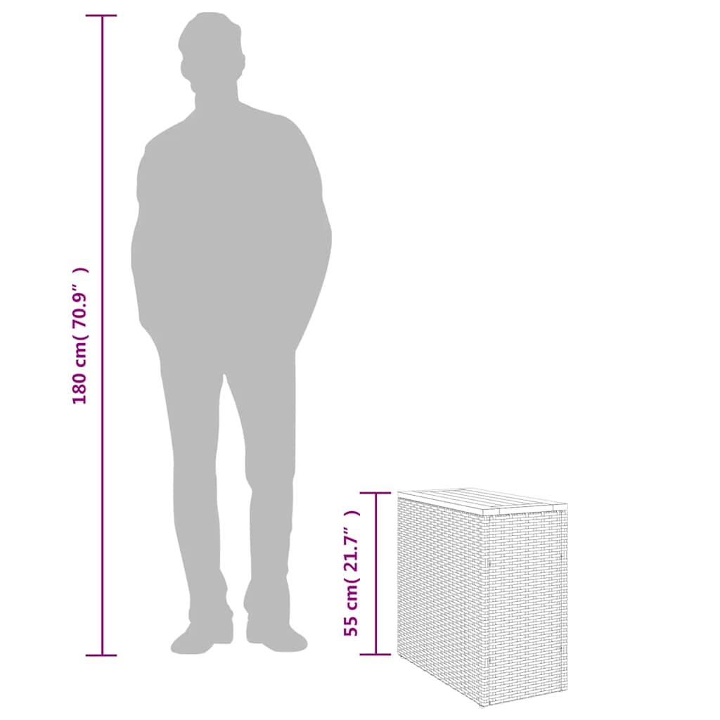 8721012334571_g_en_hd_8 vidaXL Garden Side Table with Wooden Top Beige 58x27.5x55 cm Poly Rattan - Image 10