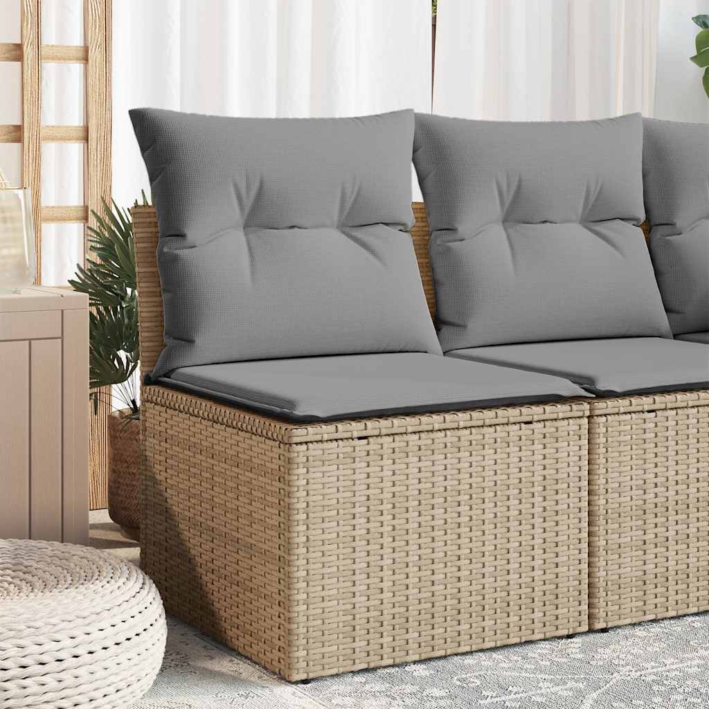 8721012334700_m_en_hd_1 vidaXL Garden Sofa Armless with Cushions Beige Poly Rattan - Image 1