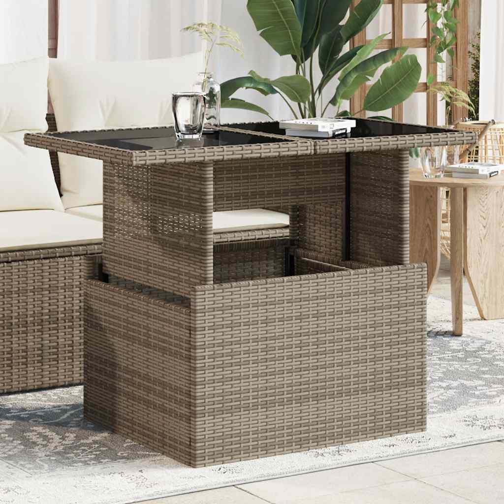 8721012335066_m_en_hd_1 vidaXL Garden Table with Glass Top Grey 100x55x73 cm Poly Rattan - Image 1