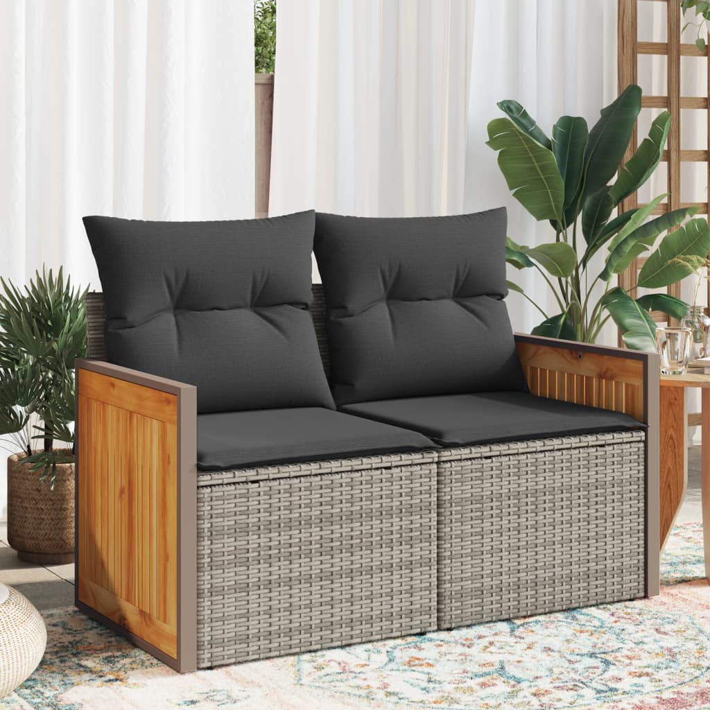 8721012335158_m_en_hd_1 vidaXL Garden Sofa with Cushions 2-Seater Grey Poly Rattan - Image 1