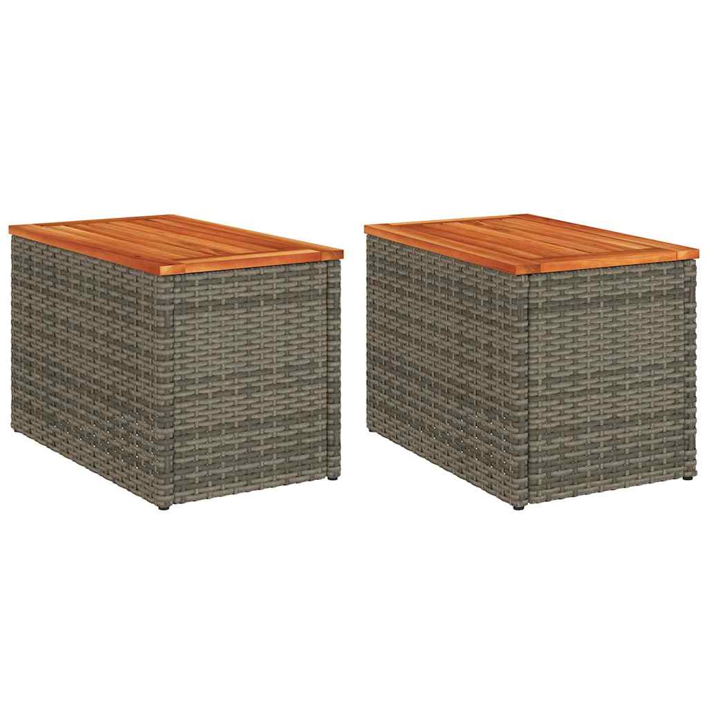 8721012335165_a_en_hd_1 vidaXL Garden Side Tables 2 pcs Grey 55x34x37cm Poly Rattan Solid Wood - Image 2