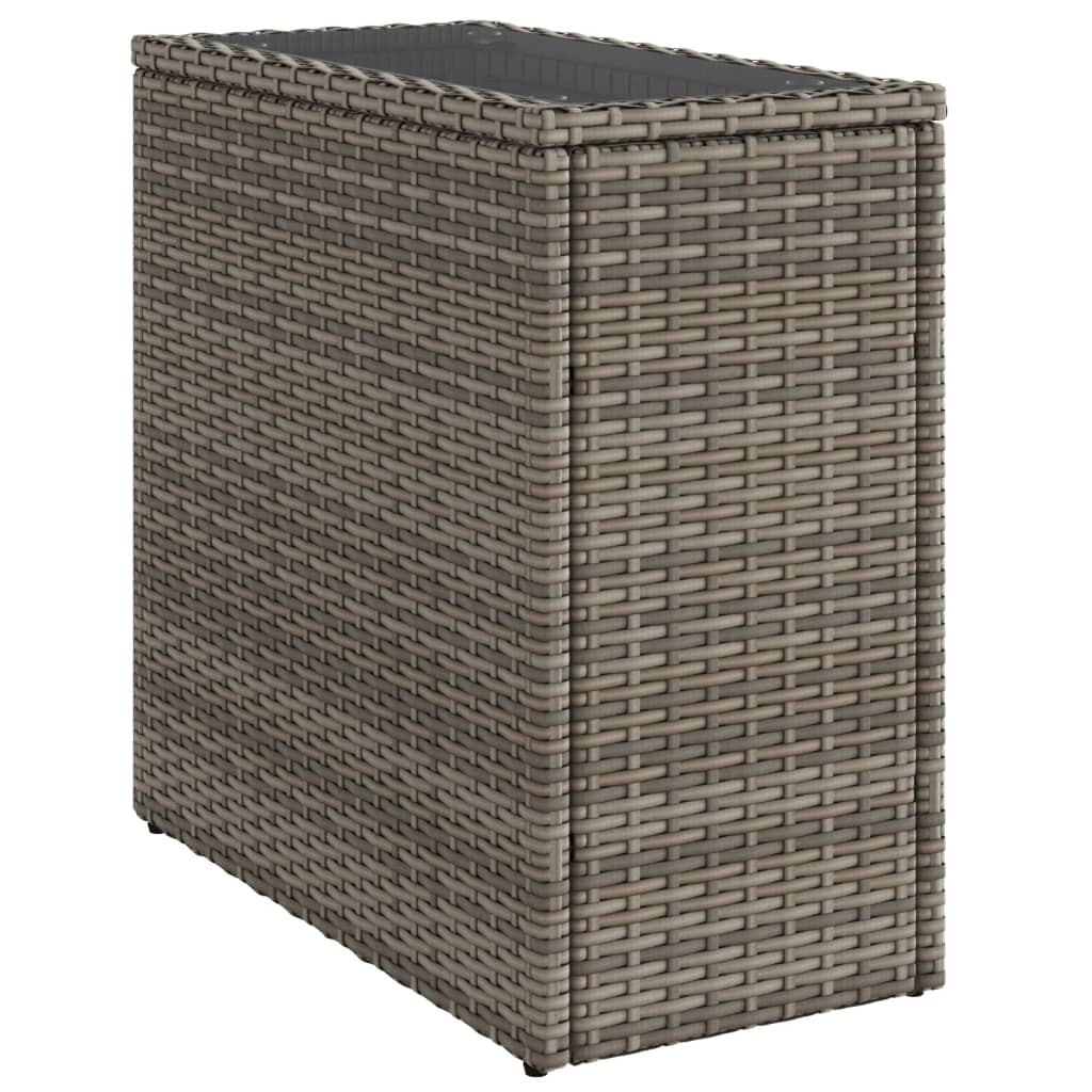 8721012335189_a_en_hd_1 vidaXL Garden Side Table with Glass Top Grey 58x27.5x55 cm Poly Rattan - Image 2