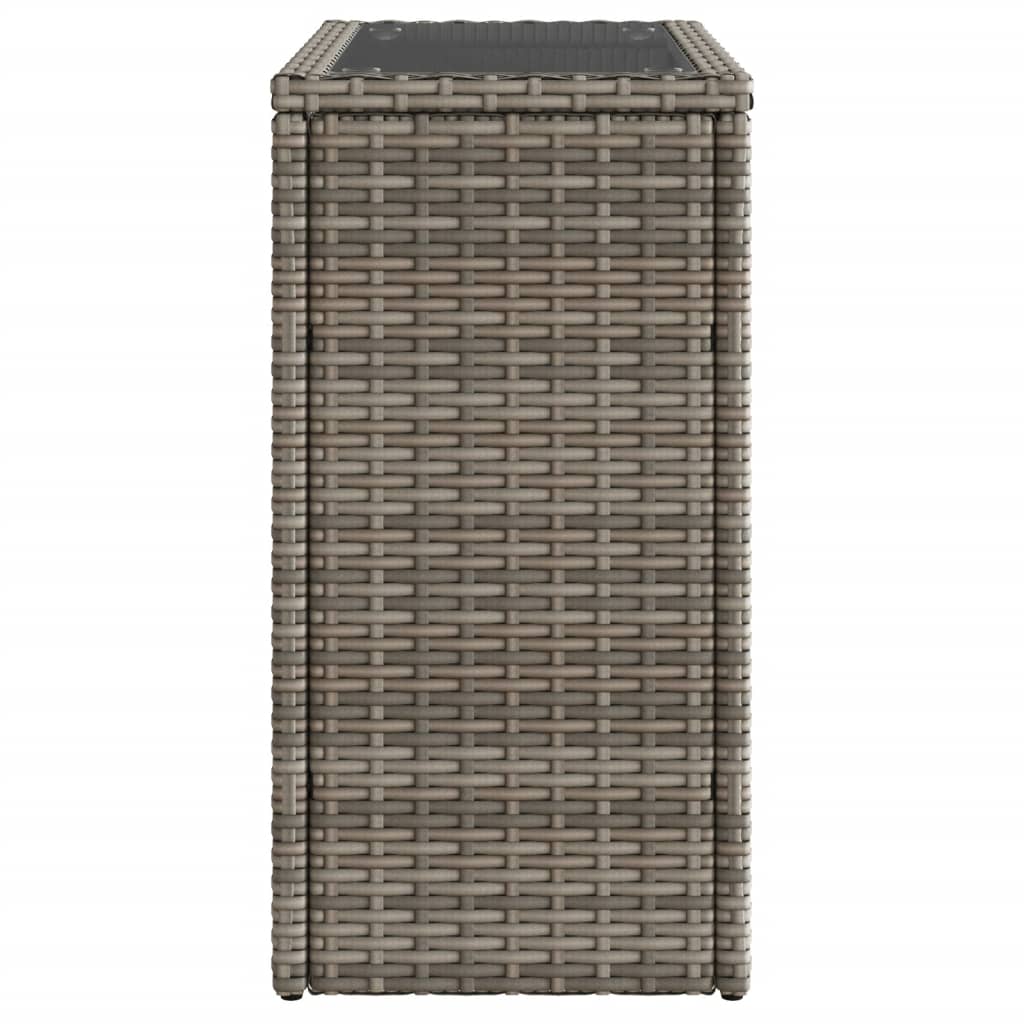 8721012335189_g_en_hd_4 vidaXL Garden Side Table with Glass Top Grey 58x27.5x55 cm Poly Rattan - Image 6