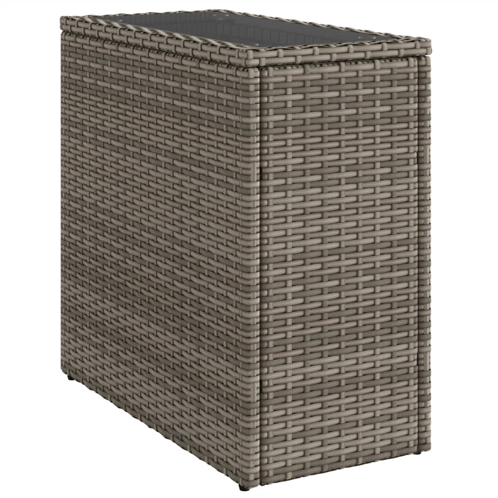 8721012335189_g_en_hd_5 vidaXL Garden Side Table with Glass Top Grey 58x27.5x55 cm Poly Rattan - Image 7