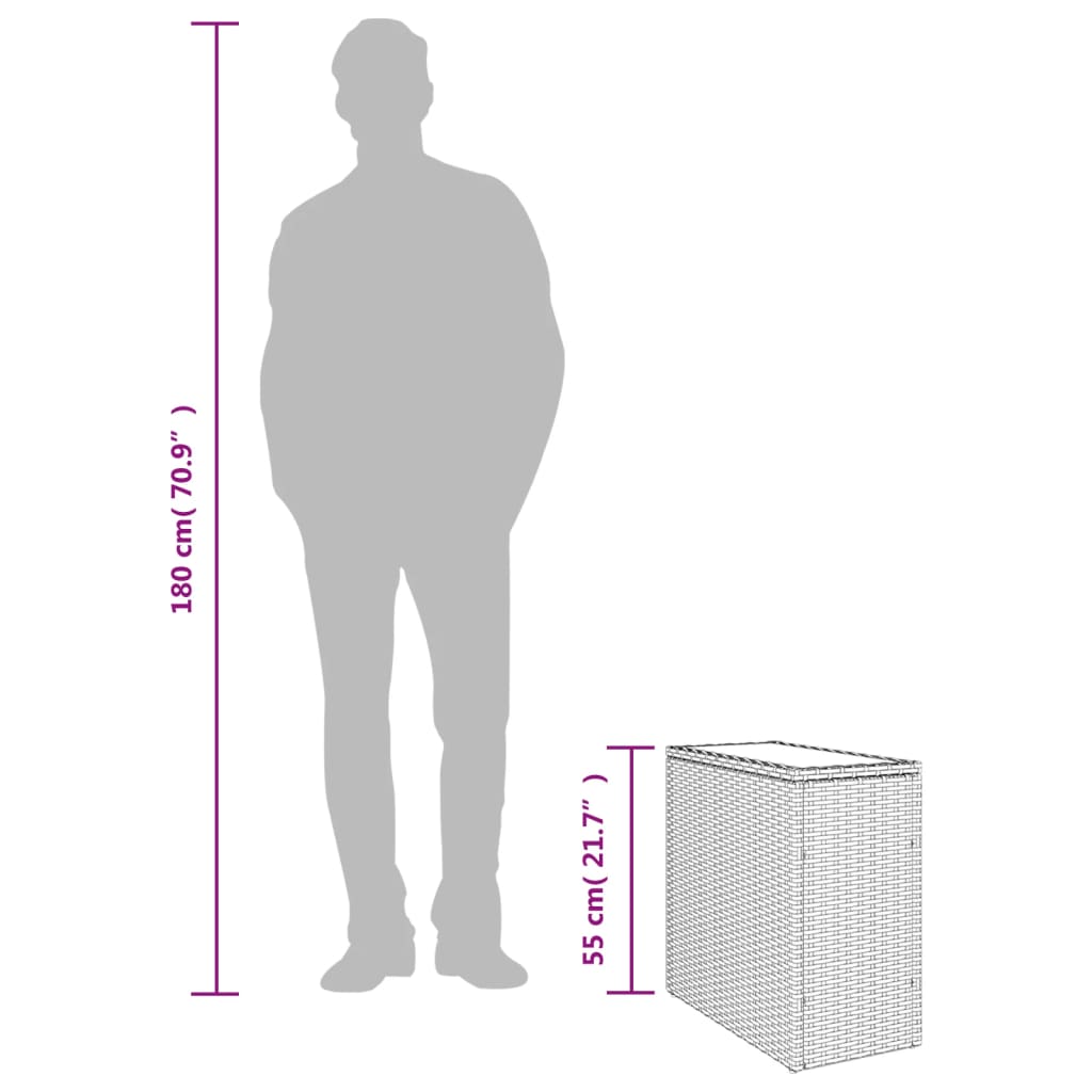 8721012335189_g_en_hd_8 vidaXL Garden Side Table with Glass Top Grey 58x27.5x55 cm Poly Rattan - Image 10