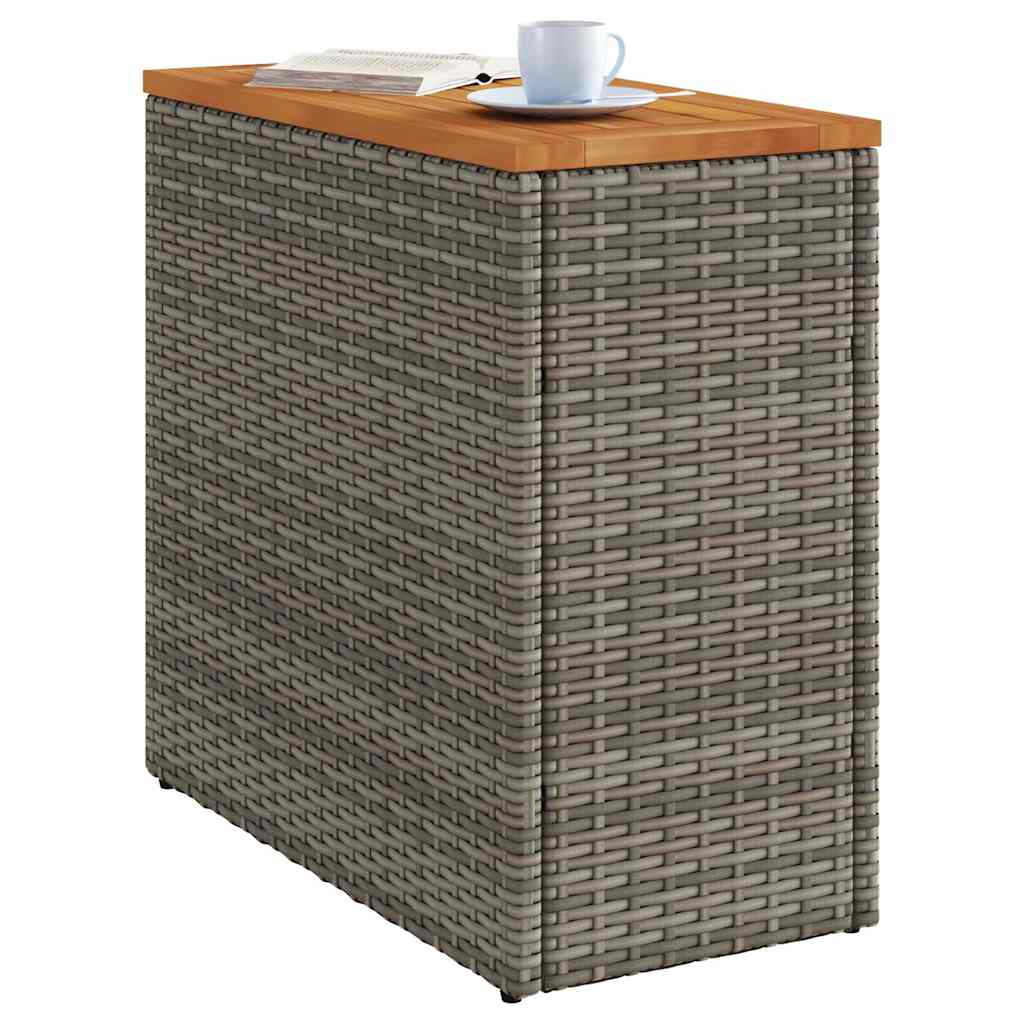 8721012335196_g_en_hd_2 vidaXL Garden Side Table with Wooden Top Grey 58x27.5x55 cm Poly Rattan - Image 4