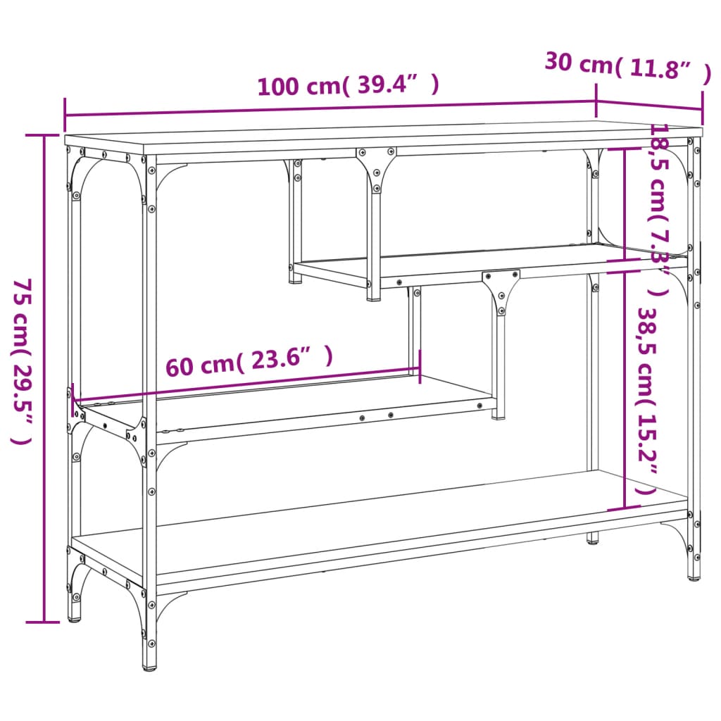 8721012339651_g_en_hd_8 vidaXL Console Table Sonoma Oak 100x30x75 cm Engineered Wood - Image 11