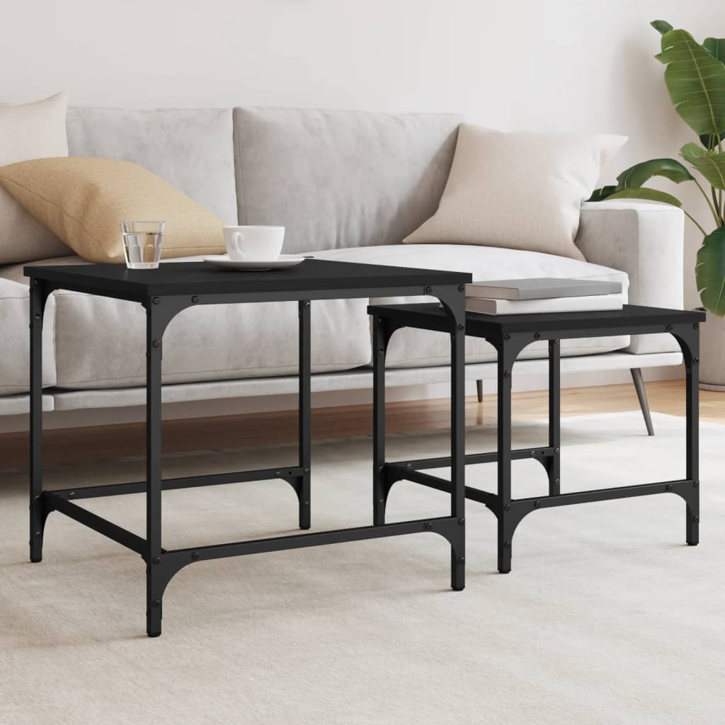 vidaXL Nesting Coffee Tables 2 pcs Black Engineered Wood