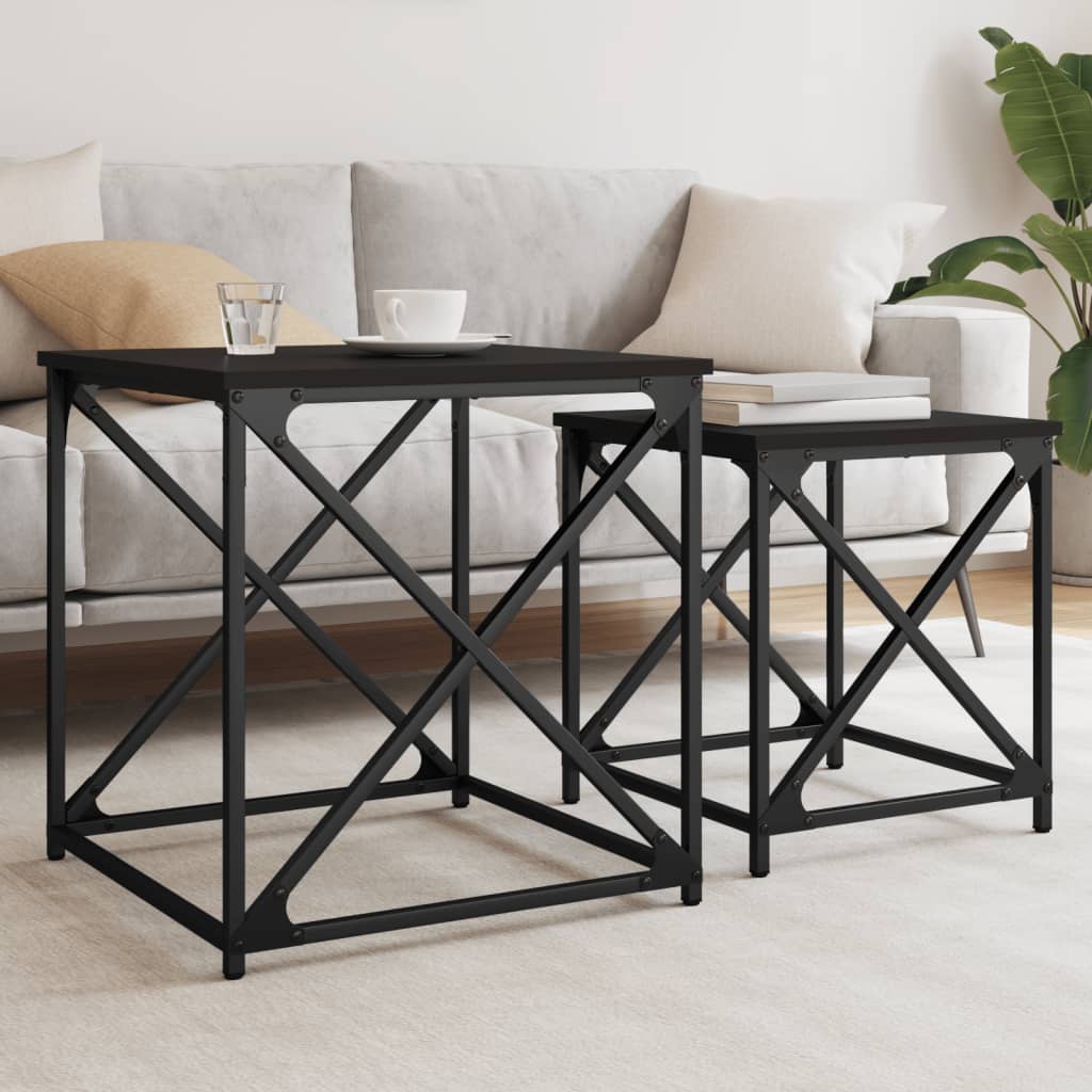 vidaXL Nesting Coffee Tables 2 pcs Black Engineered Wood