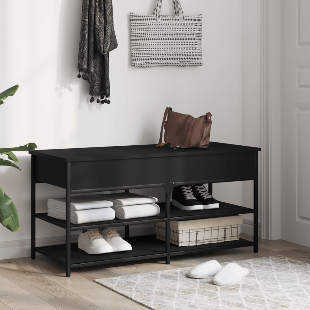 8721012340848_g_en_hd_1 vidaXL Shoe Bench Black 100x42.5x50 cm Engineered Wood - Image 3