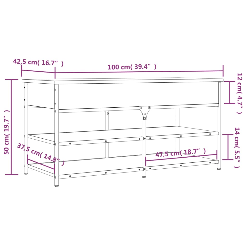 8721012340848_g_en_hd_10 vidaXL Shoe Bench Black 100x42.5x50 cm Engineered Wood - Image 12