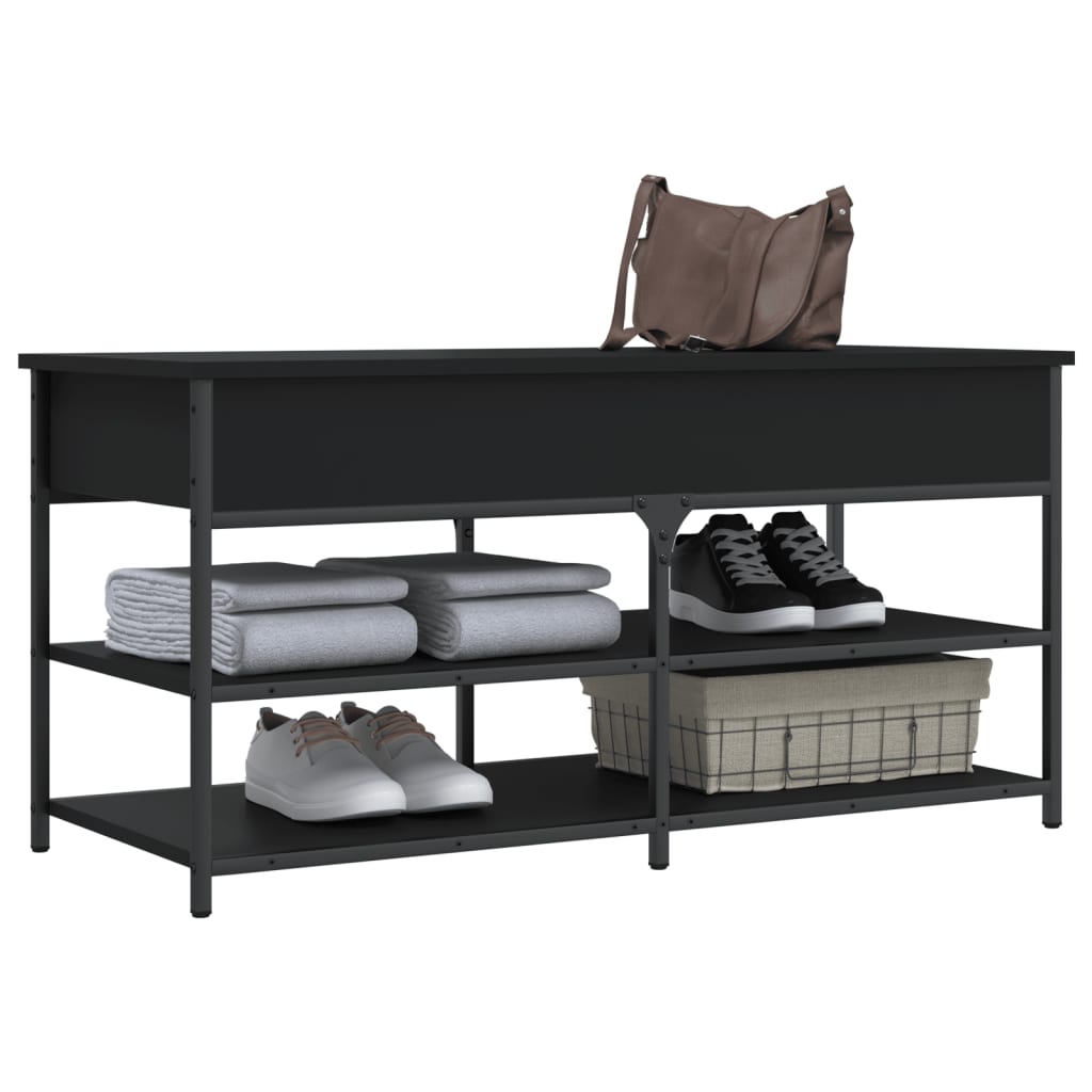 8721012340848_g_en_hd_2 vidaXL Shoe Bench Black 100x42.5x50 cm Engineered Wood - Image 4