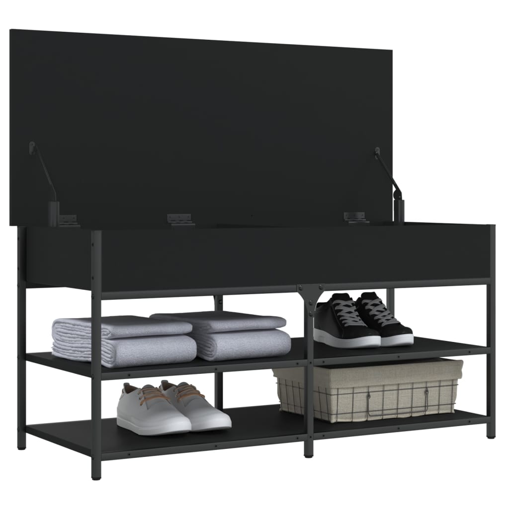 8721012340848_g_en_hd_3 vidaXL Shoe Bench Black 100x42.5x50 cm Engineered Wood - Image 5