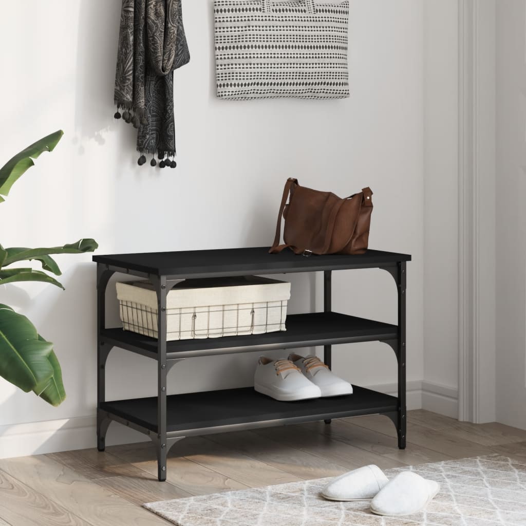 8721012340893_g_en_hd_1 vidaXL Shoe Bench Black 70x38.5x49 cm Engineered Wood - Image 3