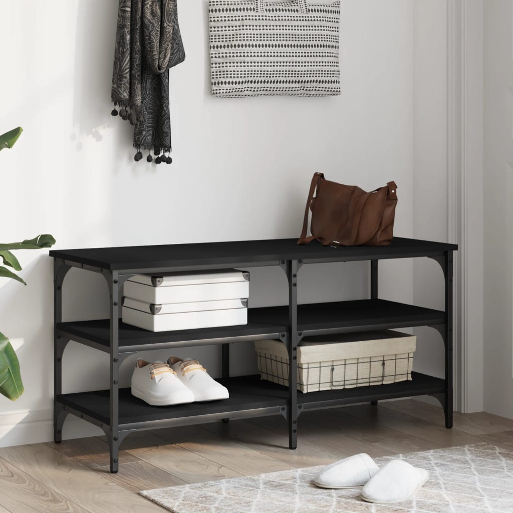 8721012340947_g_en_hd_1 vidaXL Shoe Bench Black 100x38.5x49 cm Engineered Wood - Image 3