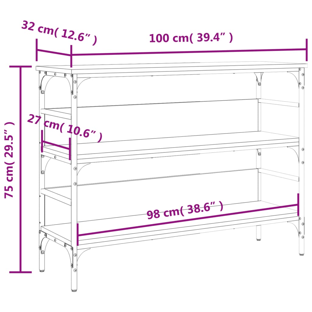 8721012341098_g_en_hd_8 vidaXL Console Table Black 100x32x75 cm Engineered Wood - Image 11