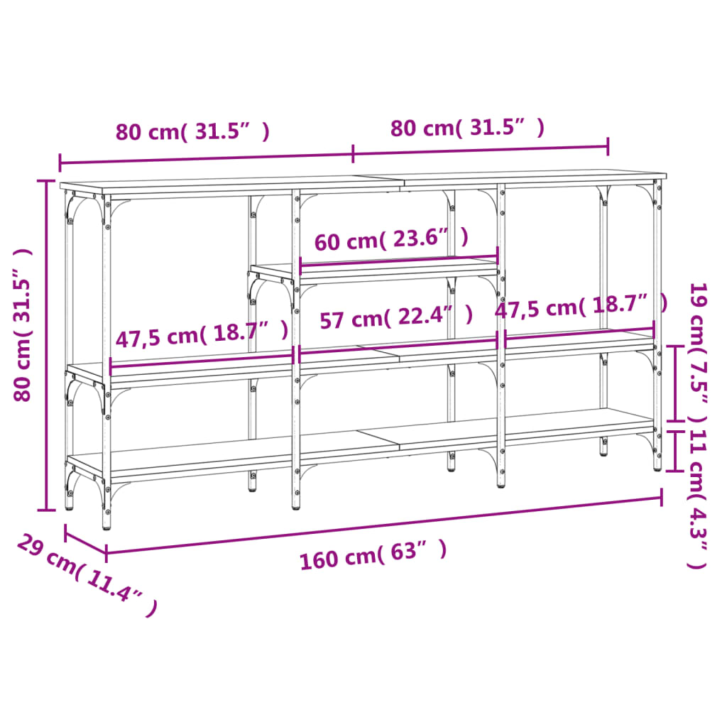 8721012341142_g_en_hd_8 vidaXL Console Table Black 160x29x80 cm Engineered Wood - Image 11