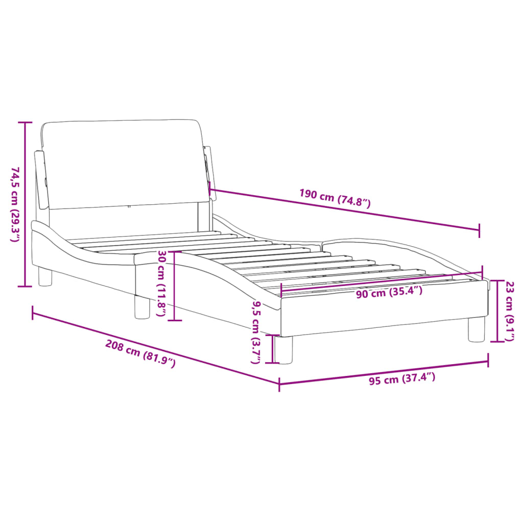 8721012341449_g_en_hd_8 vidaXL Bed Frame "Dover" Black and White 90x190 cm Faux Leather - Image 10