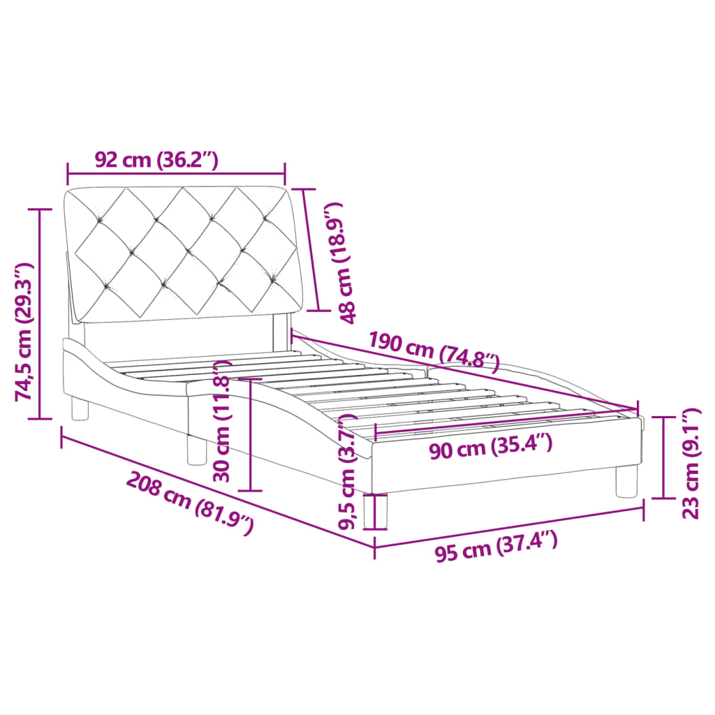 8721012343771_g_en_hd_10 vidaXL Bed Frame without Mattress Dark Grey 90x190 cm Velvet - Image 12