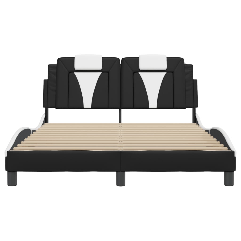 8721012346154_g_en_hd_2 vidaXL Bed Frame "Viana" without Mattress Black and White 137x190 cm Double Faux Leather - Image 4