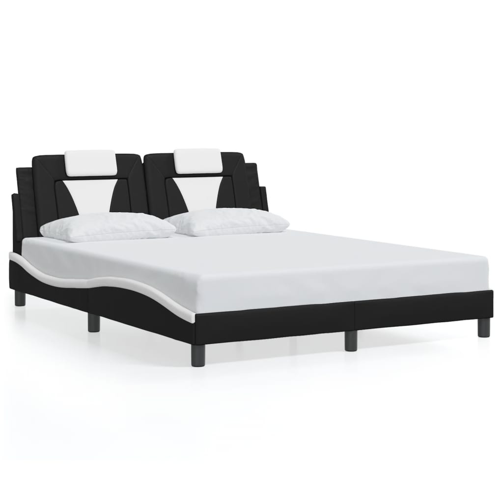 8721012346185_a_en_hd_1 vidaXL Bed Frame "Viana" without Mattress Black and White 152x203 cm Queen Faux Leather - Image 2