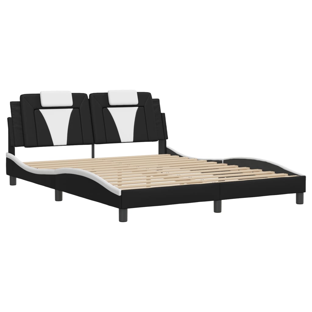 8721012346185_g_en_hd_1 vidaXL Bed Frame "Viana" without Mattress Black and White 152x203 cm Queen Faux Leather - Image 3