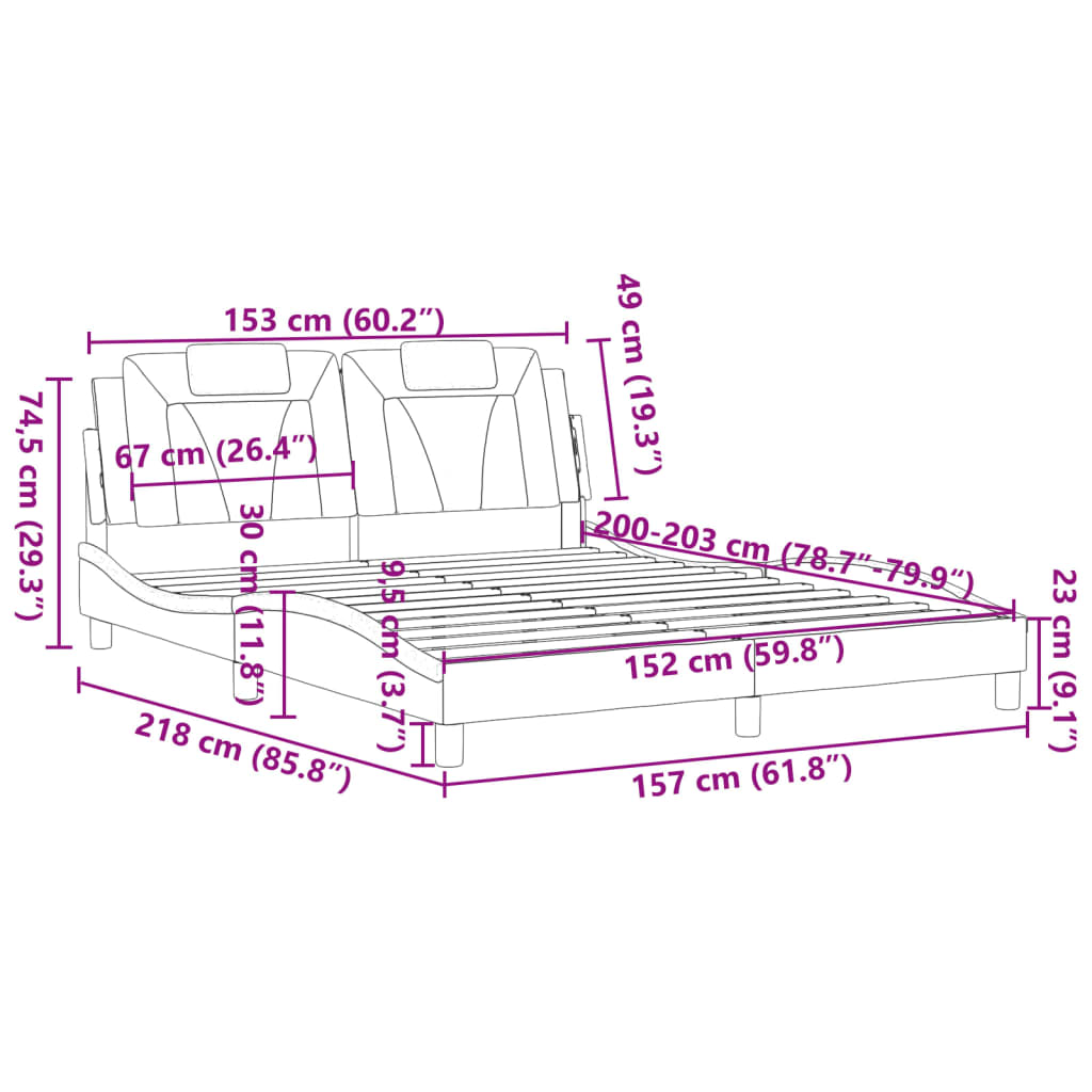 8721012346185_g_en_hd_11 vidaXL Bed Frame "Viana" without Mattress Black and White 152x203 cm Queen Faux Leather - Image 13
