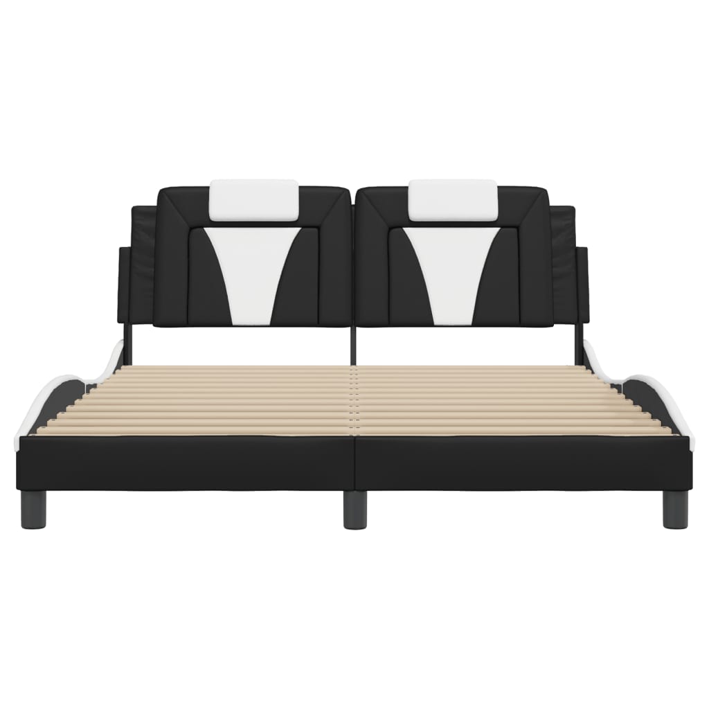 8721012346185_g_en_hd_2 vidaXL Bed Frame "Viana" without Mattress Black and White 152x203 cm Queen Faux Leather - Image 4