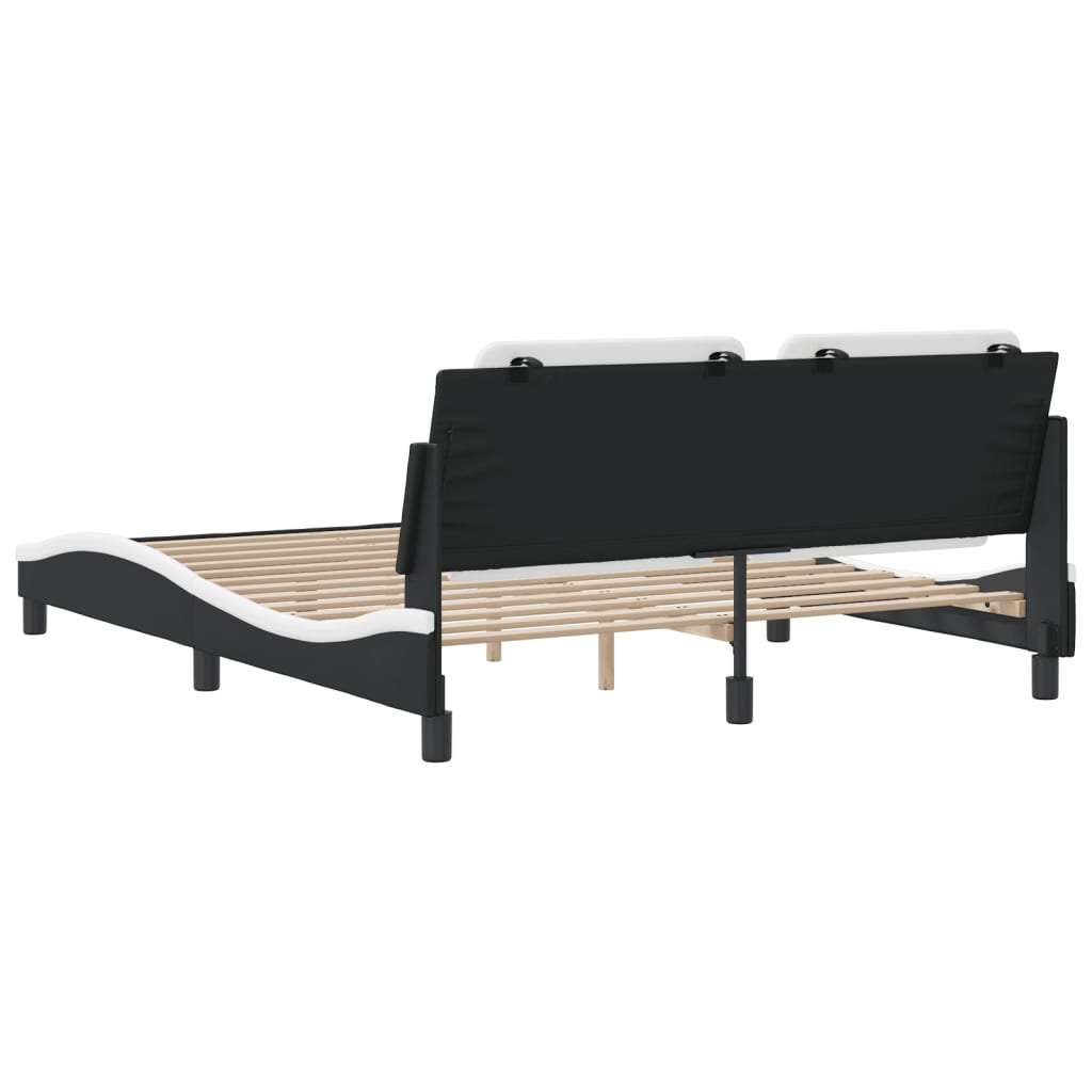 8721012347069_g_en_hd_4 vidaXL Bed Frame without Mattress "Zadar" Black and White 152x203 cm Queen Faux Leather - Image 6