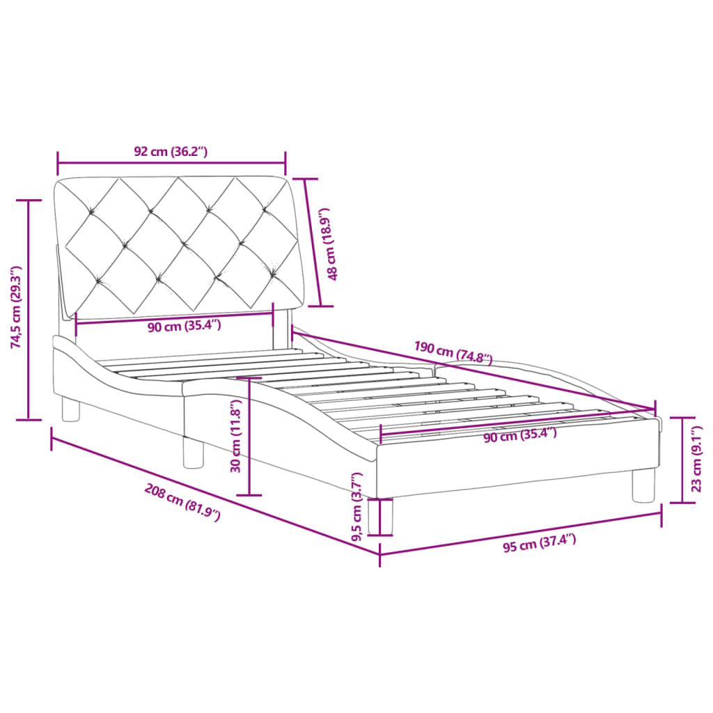 8721012347298_g_en_hd_10 vidaXL Bed Frame without Mattress Dark Grey 90x190 cm Velvet - Image 12