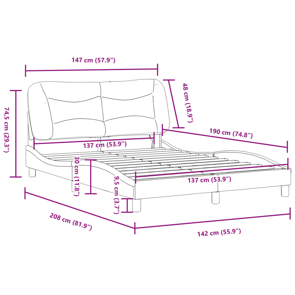 8721012347427_g_en_hd_11 vidaXL Bed Frame without Mattress "Hvar" Black and White 137x190 cm Double Faux Leather - Image 13