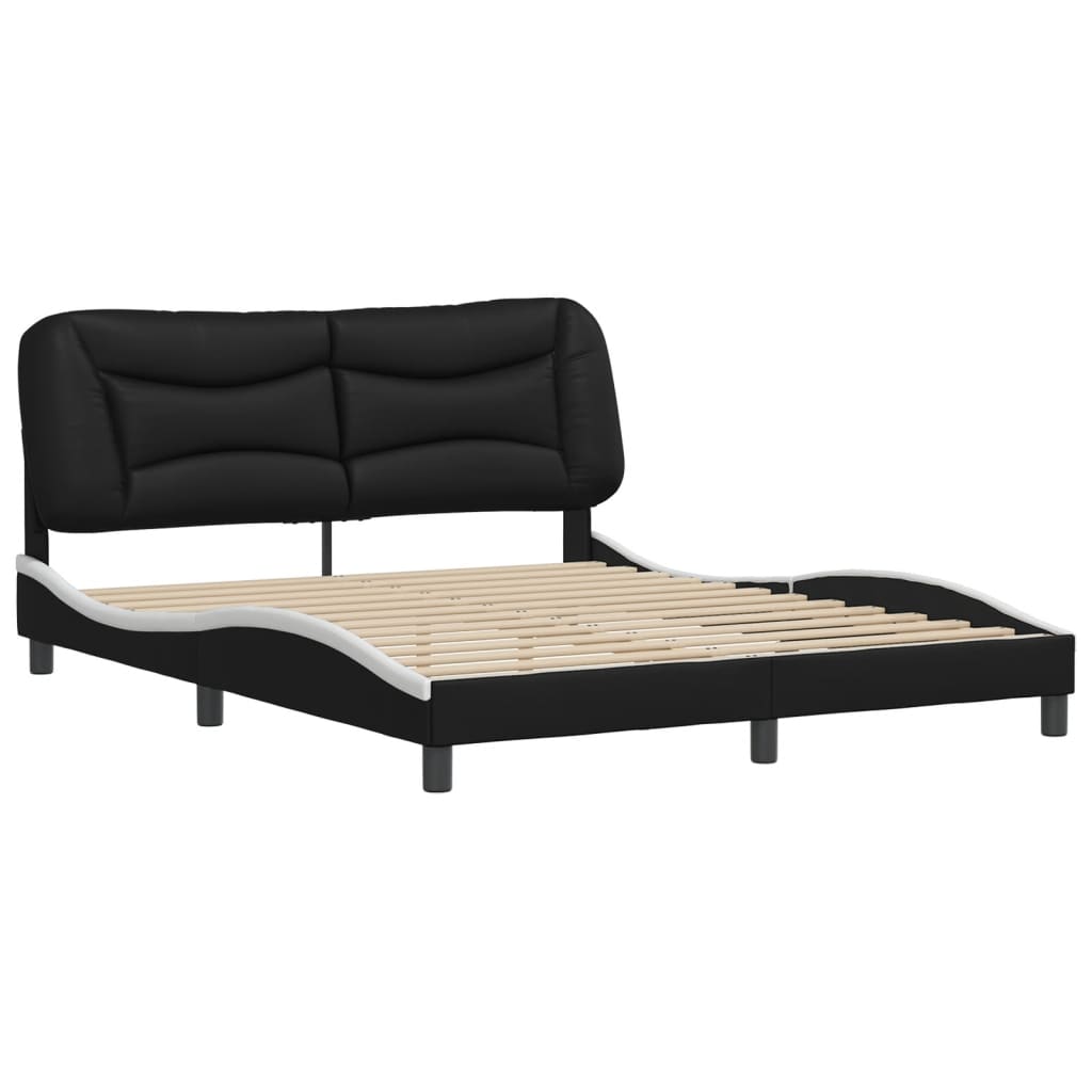 8721012347441_g_en_hd_1 vidaXL Bed Frame without Mattress "Hvar" Black and White 152x203 cm Queen Faux Leather - Image 3