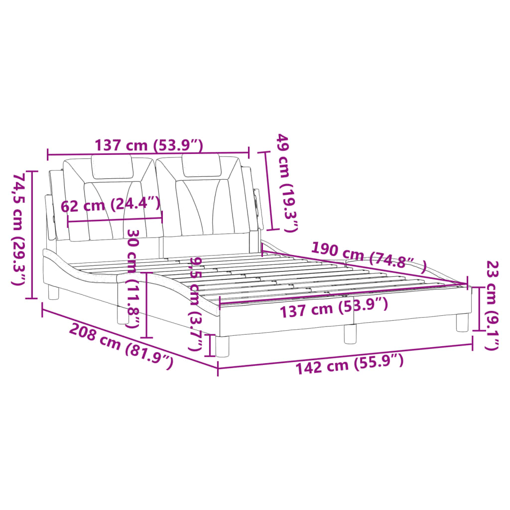 8721012347526_g_en_hd_11 vidaXL Bed Frame "Viana" without Mattress Black and White 137x190 cm Double Faux Leather - Image 11