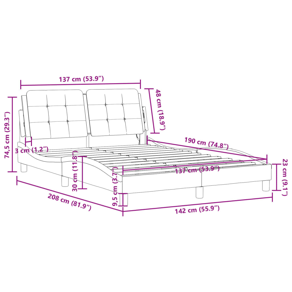 8721012347625_g_en_hd_11 vidaXL Bed Frame without Mattress "Zadar" Black and White 137x190 cm Double Faux Leather - Image 13