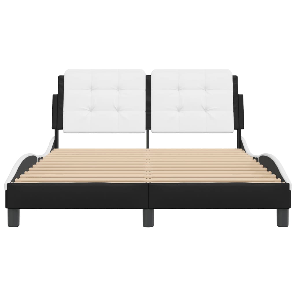 8721012347625_g_en_hd_2 vidaXL Bed Frame without Mattress "Zadar" Black and White 137x190 cm Double Faux Leather - Image 4