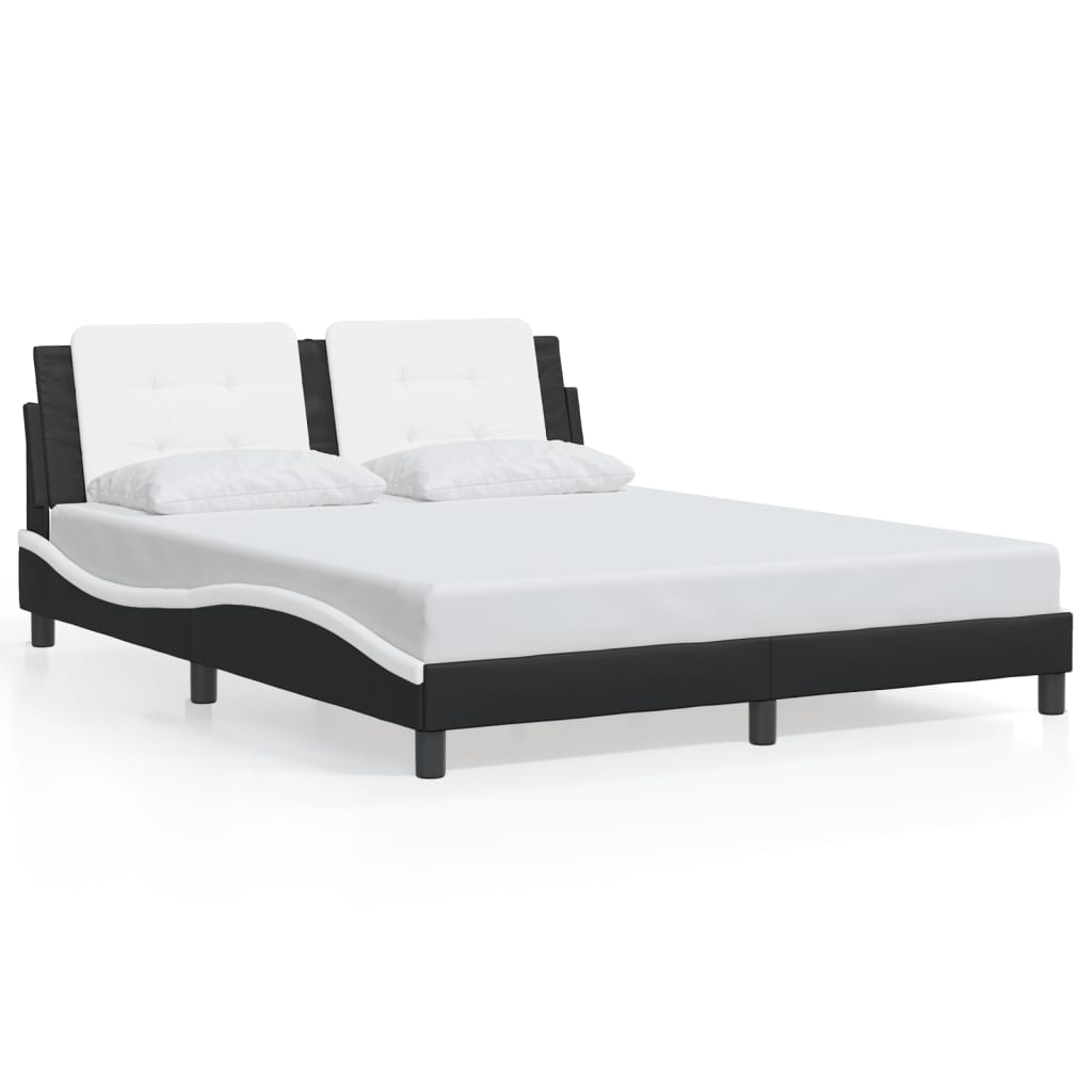 8721012347649_a_en_hd_1 vidaXL Bed Frame without Mattress "Zadar" Black and White 152x203 cm Queen Faux Leather - Image 2