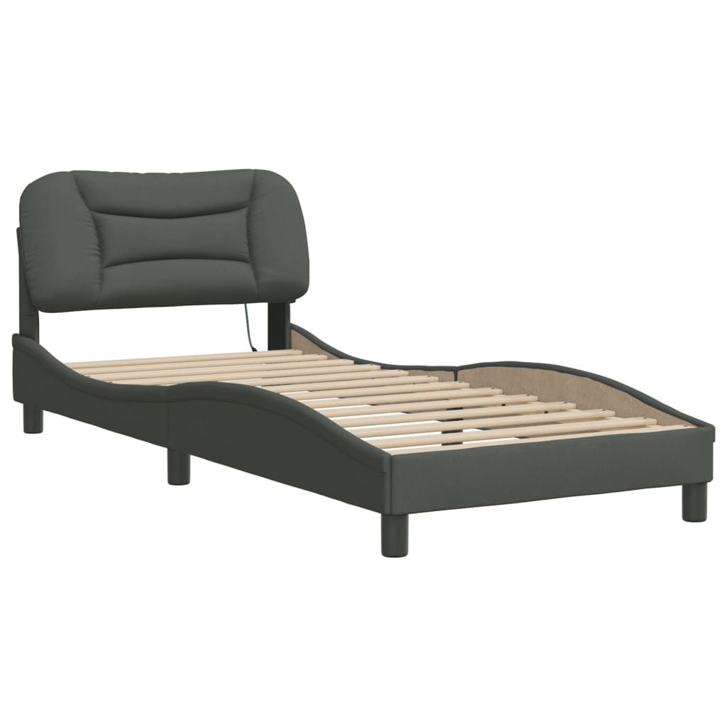 8721012353855_g_en_hd_1 vidaXL Bed Frame with LED without Mattress "Hvar" Dark Grey 90x190 cm Fabric - Image 3