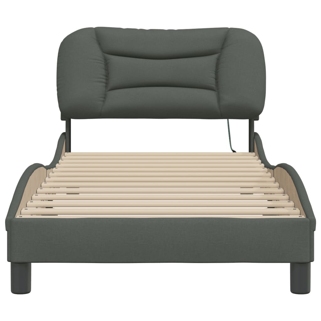 8721012353855_g_en_hd_4 vidaXL Bed Frame with LED without Mattress "Hvar" Dark Grey 90x190 cm Fabric - Image 6