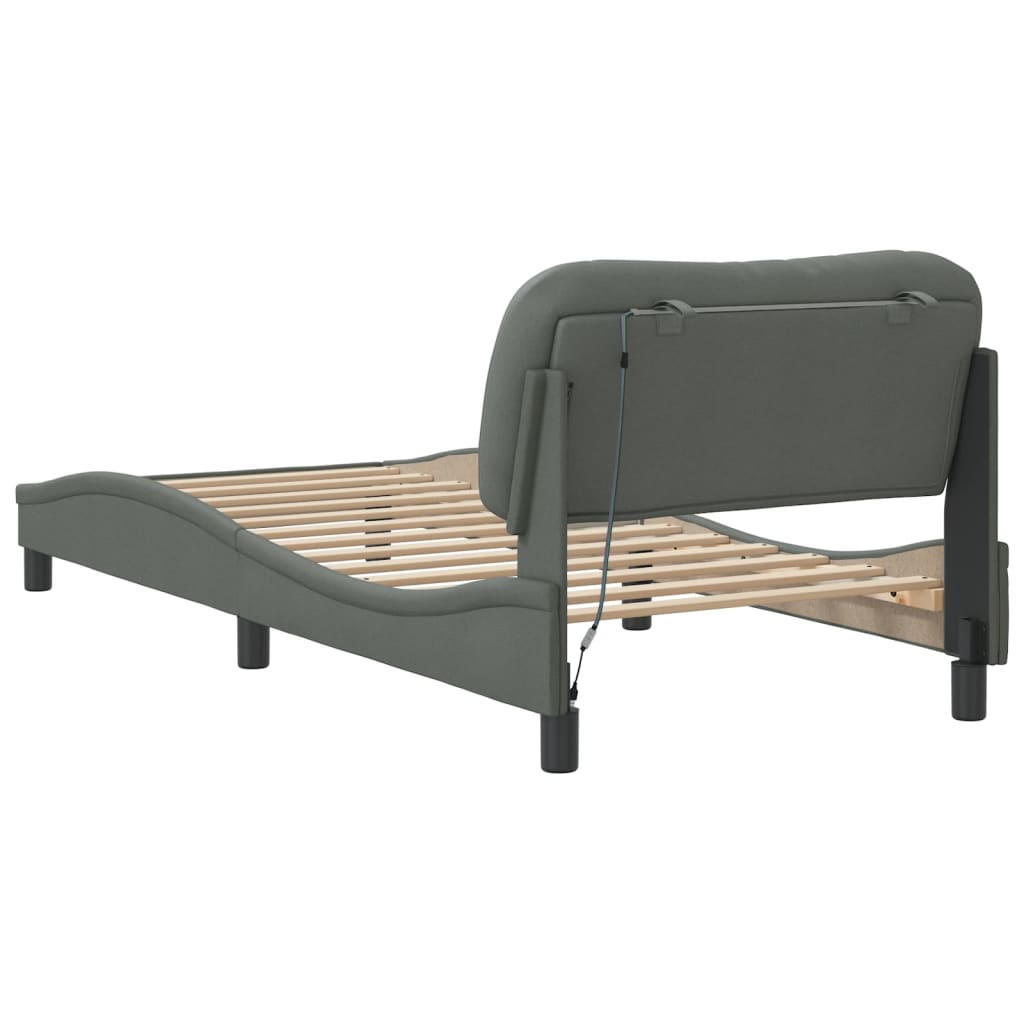 8721012353855_g_en_hd_7 vidaXL Bed Frame with LED without Mattress "Hvar" Dark Grey 90x190 cm Fabric - Image 9