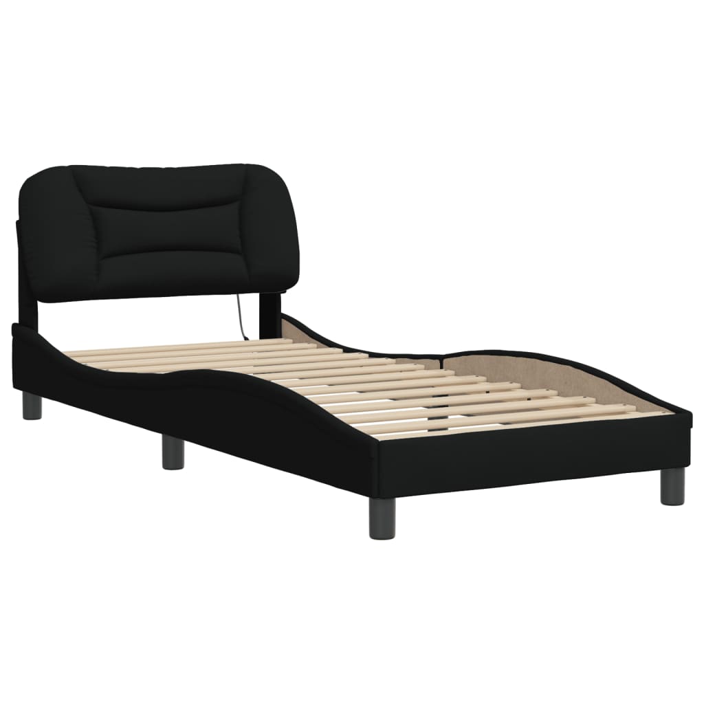 8721012353862_g_en_hd_1 vidaXL Bed Frame with LED without Mattress "Hvar" Black 90x190 cm Fabric - Image 3