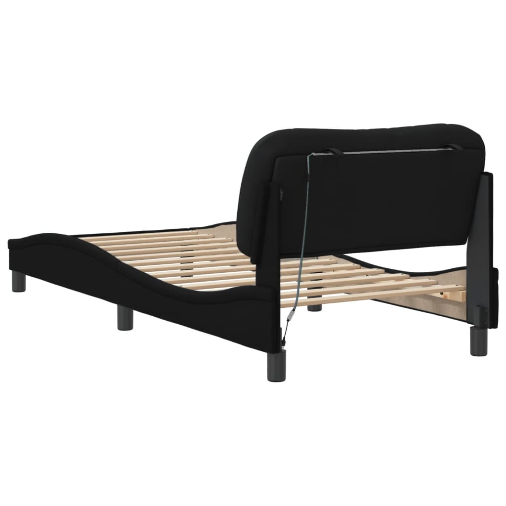 8721012353862_g_en_hd_7 vidaXL Bed Frame with LED without Mattress "Hvar" Black 90x190 cm Fabric - Image 9