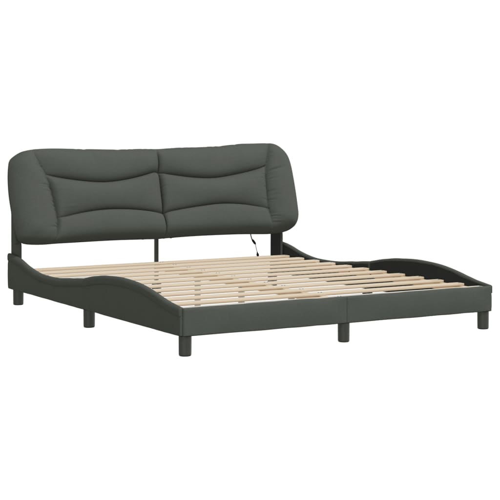 8721012354340_g_en_hd_1 vidaXL Bed Frame with LED without Mattress "Hvar" Dark Grey 180x200 cm King Fabric - Image 3