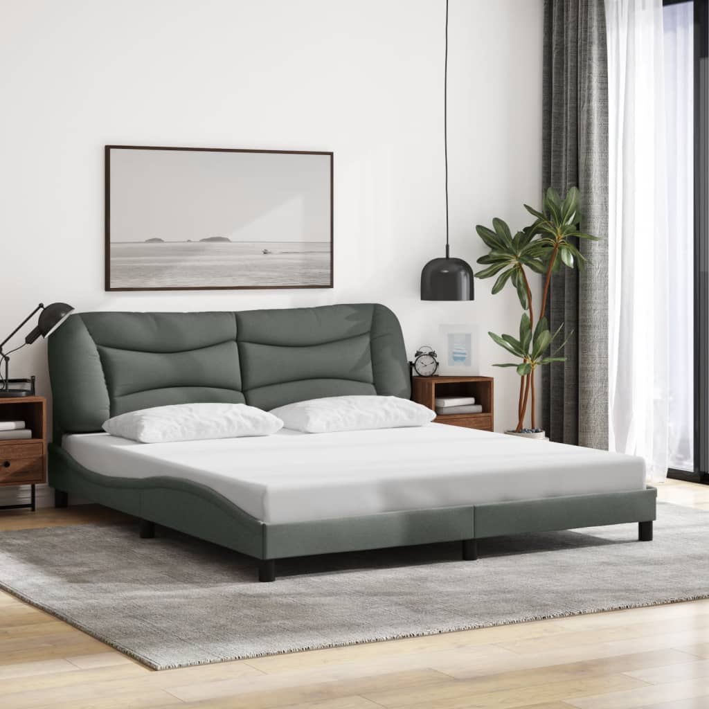 8721012354340_g_en_hd_2 vidaXL Bed Frame with LED without Mattress "Hvar" Dark Grey 180x200 cm King Fabric - Image 4