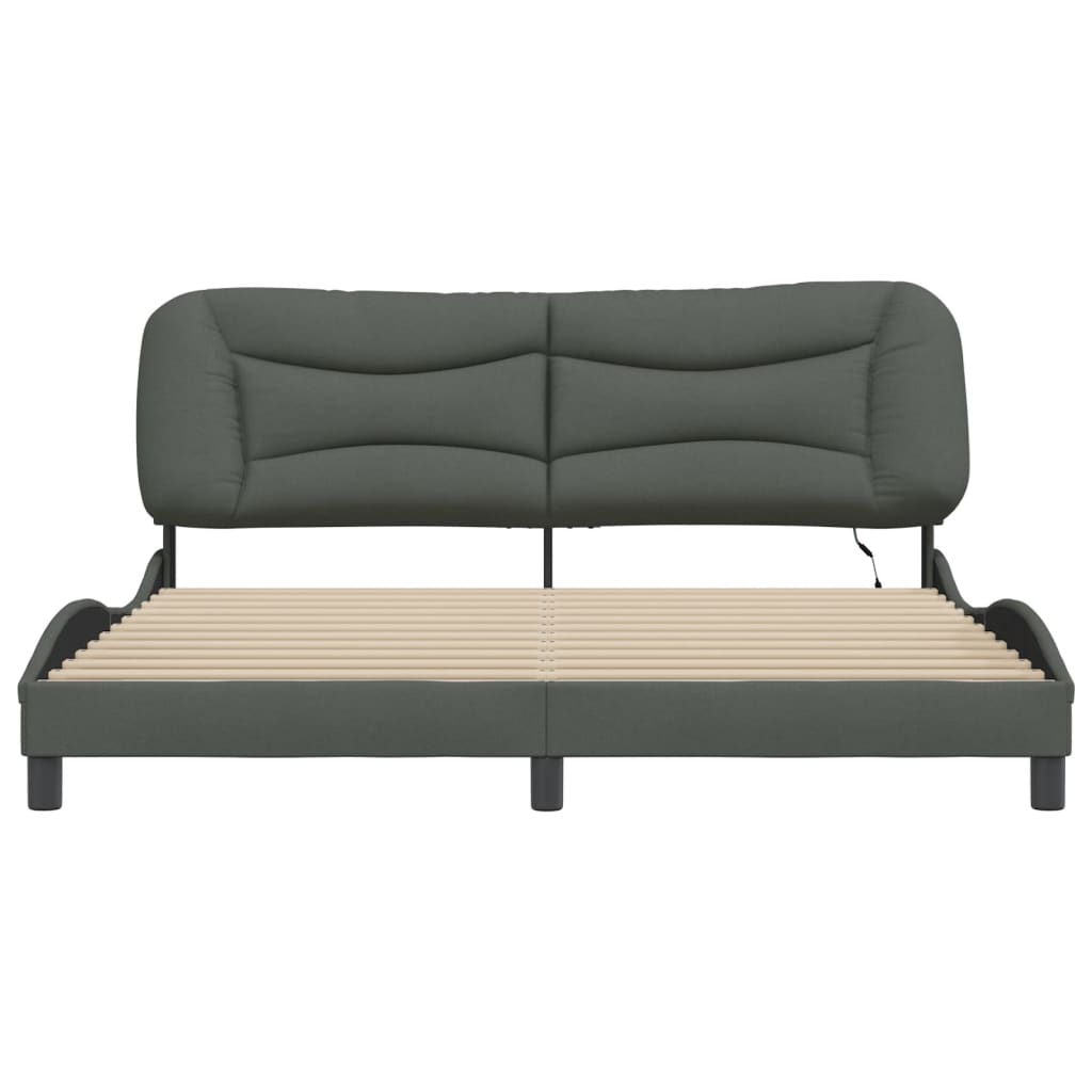 8721012354340_g_en_hd_4 vidaXL Bed Frame with LED without Mattress "Hvar" Dark Grey 180x200 cm King Fabric - Image 6