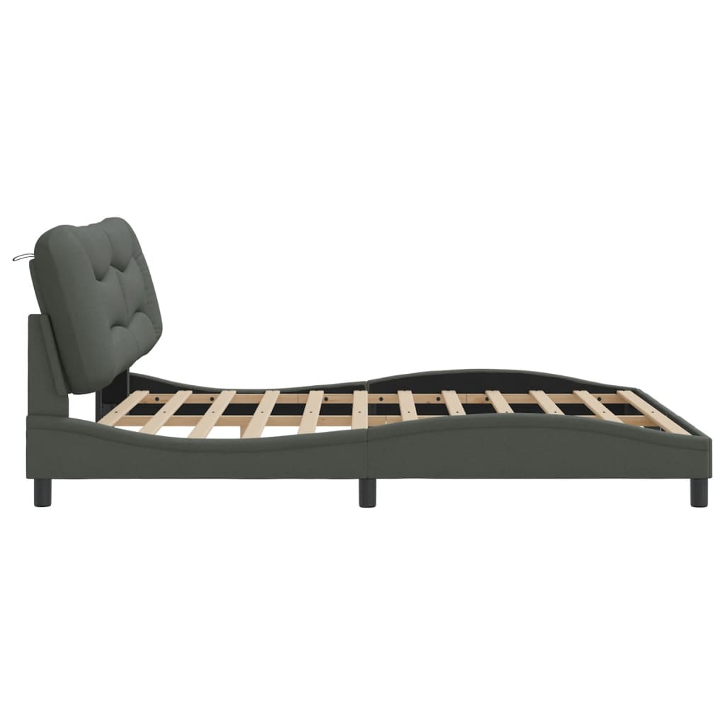 8721012354340_g_en_hd_6 vidaXL Bed Frame with LED without Mattress "Hvar" Dark Grey 180x200 cm King Fabric - Image 8