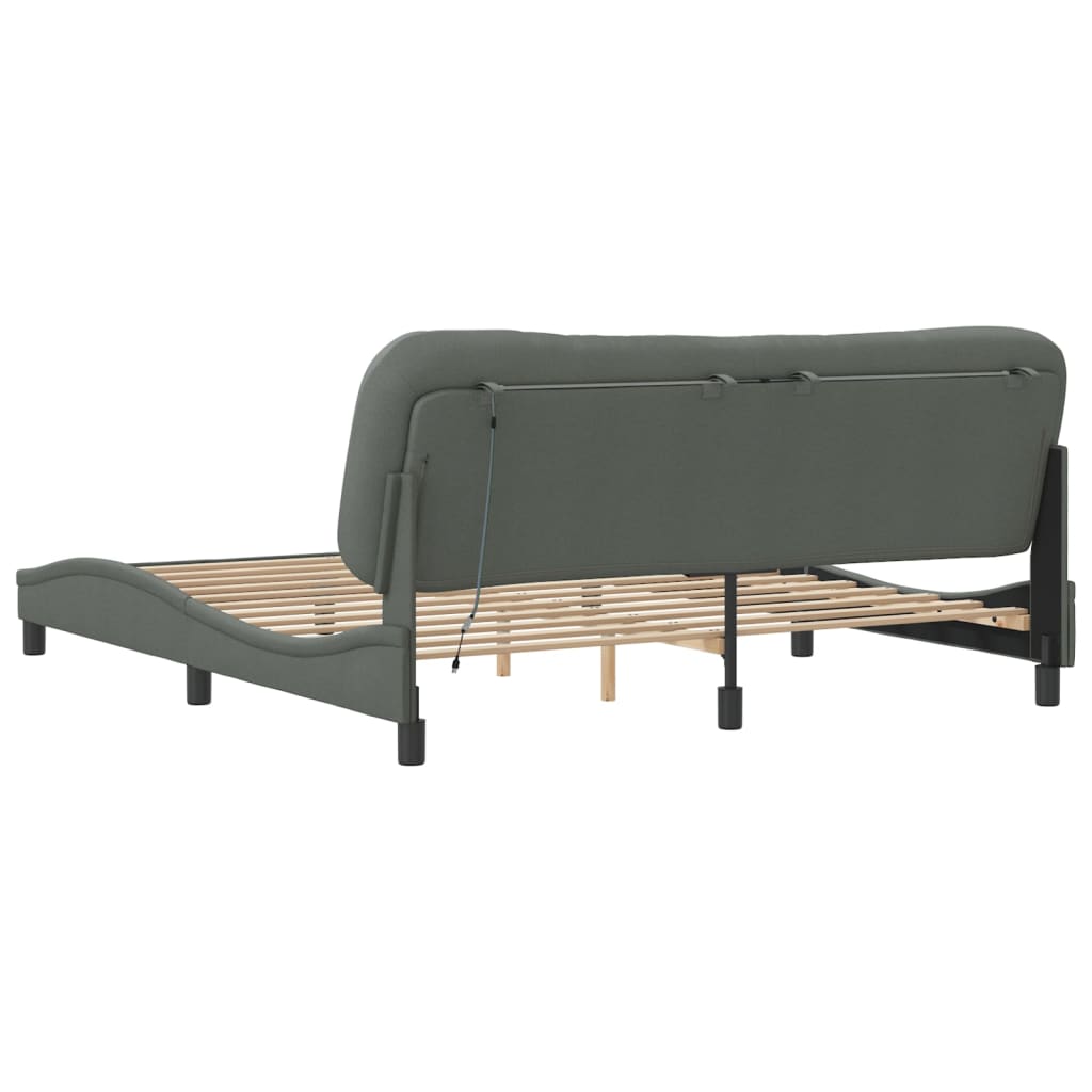 8721012354340_g_en_hd_7 vidaXL Bed Frame with LED without Mattress "Hvar" Dark Grey 180x200 cm King Fabric - Image 9